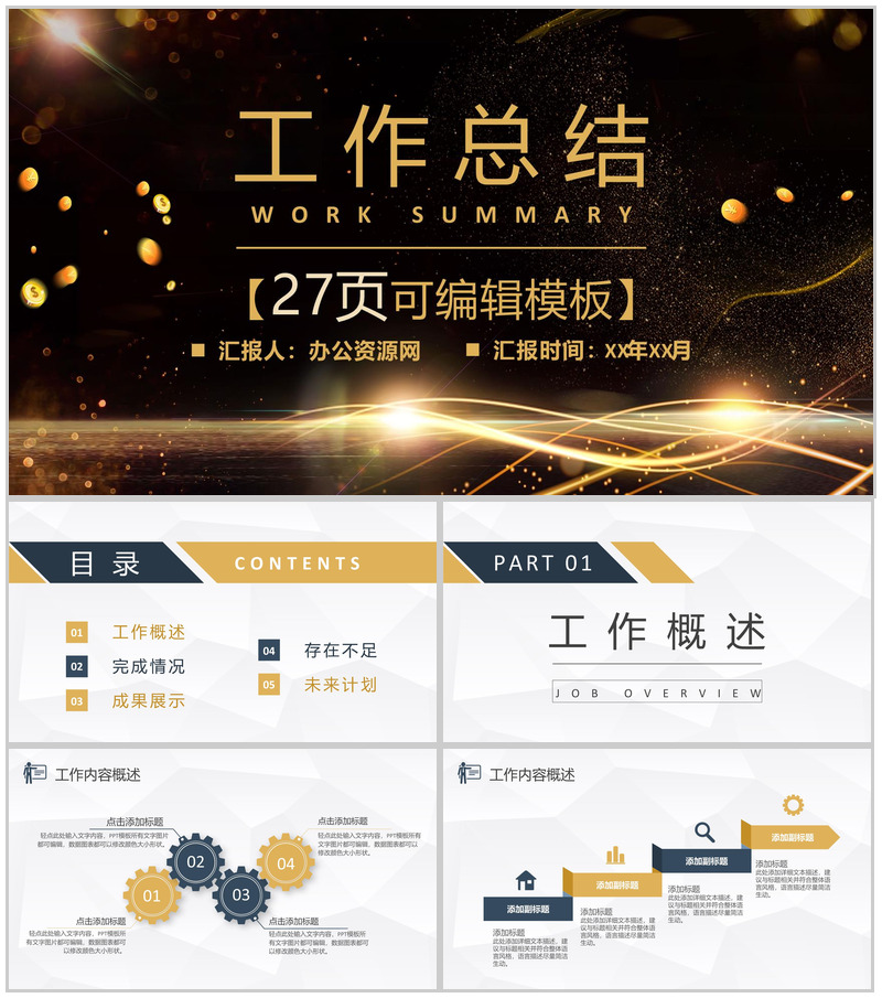 财务预算总结汇报部门月度工作总结PPT模板-办公资源网