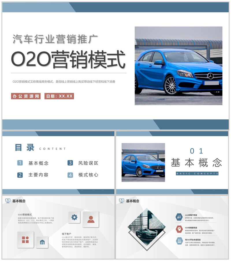 汽车行业O2O营销模式学习公司营销推广方案汇报PPT模板-办公资源网