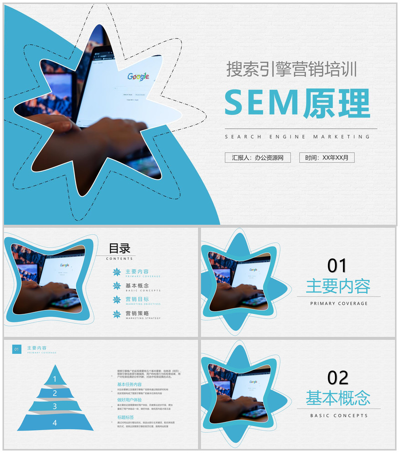 员工SEM原理培训总结公司网站优化营销推广方案PPT模板-办公资源网