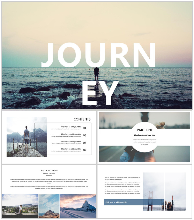 时尚欧美风欧美旅行旅途景点介绍画册纪念PPT模板-办公资源网