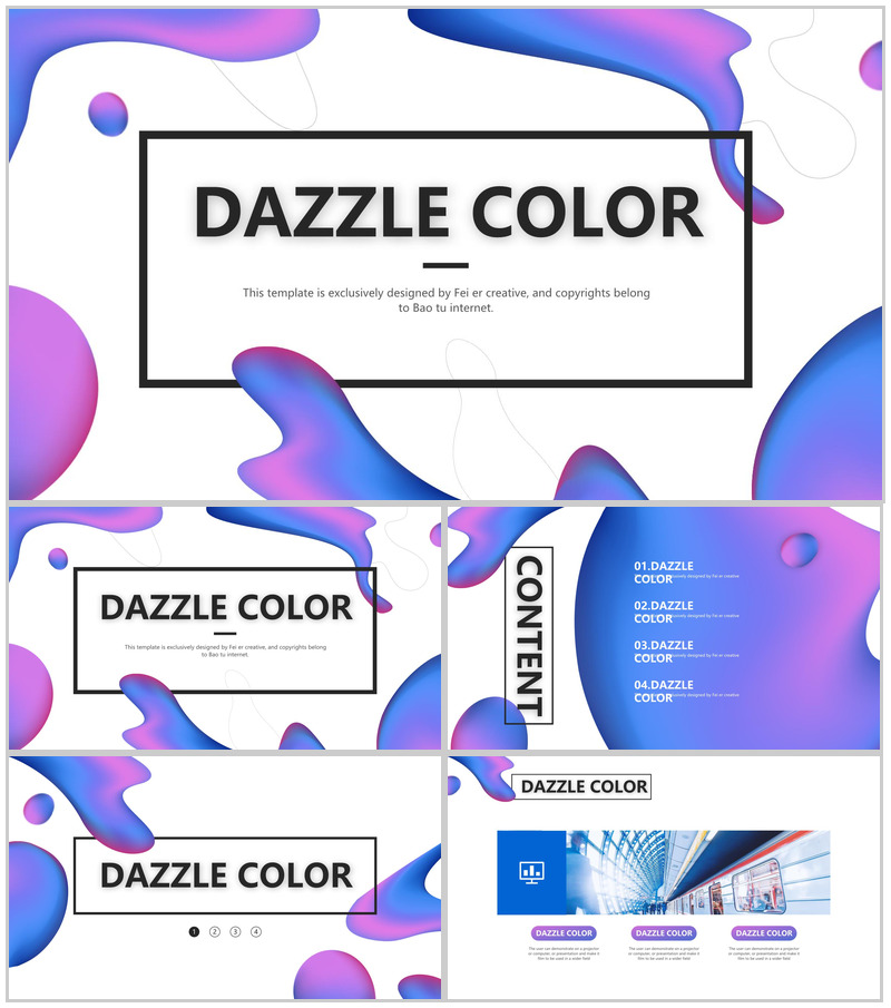 紫色水滴商务风通用PPT模板-办公资源网