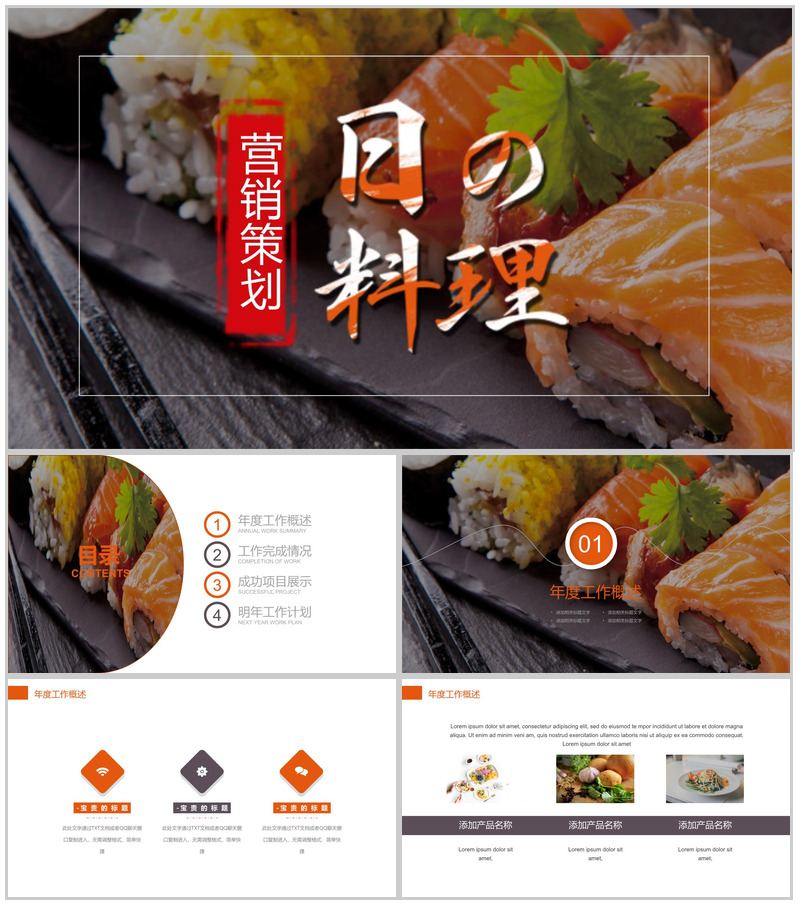 大气简洁日本料理宣传推广营销策划方案总结PPT模板-办公资源网