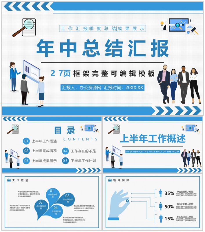 工程项目人事部年终总结PPT模板-办公资源网