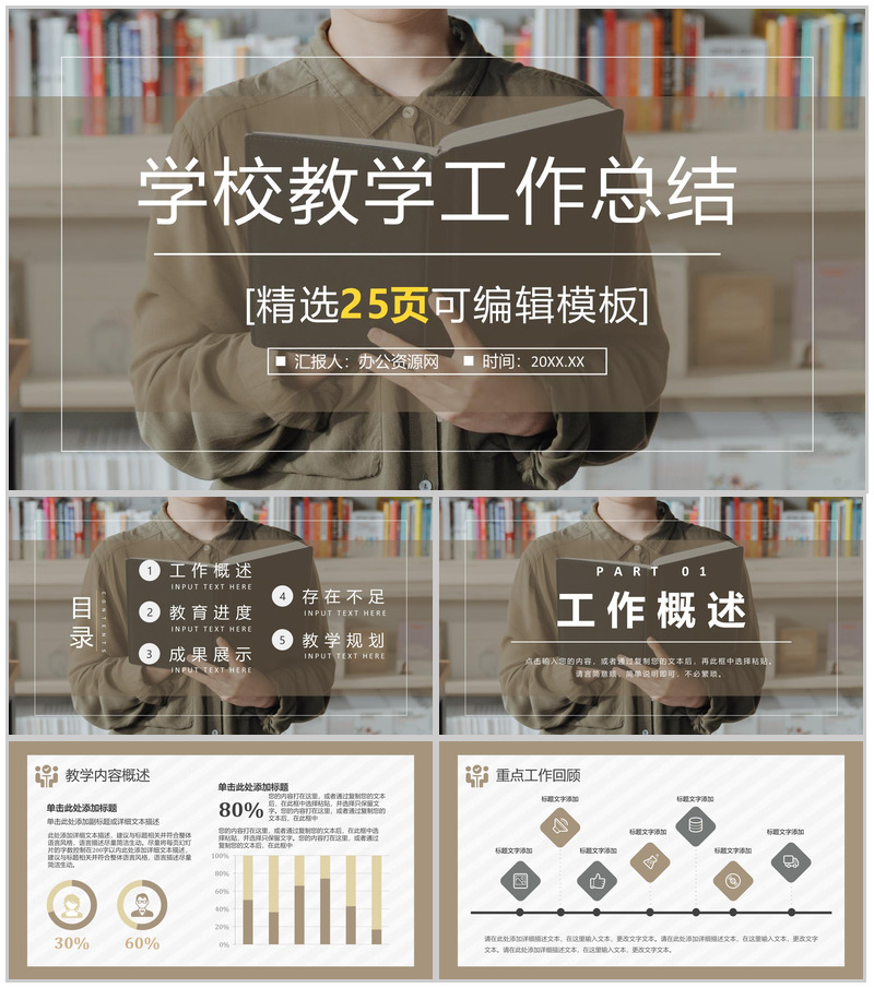 教师个人周工作计划学校教学工作总结汇报PPT模板-办公资源网