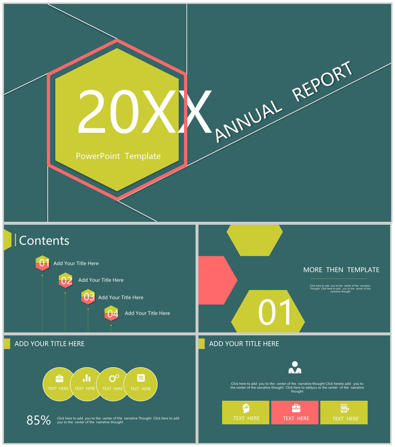 深绿色扁平总结商务汇报通用PPT模板-办公资源网