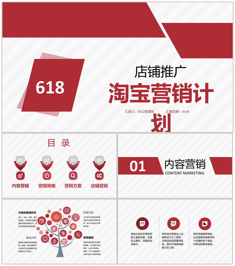 淘宝营销计划店铺活动推广及产品内容运营方案PPT模板-办公资源网