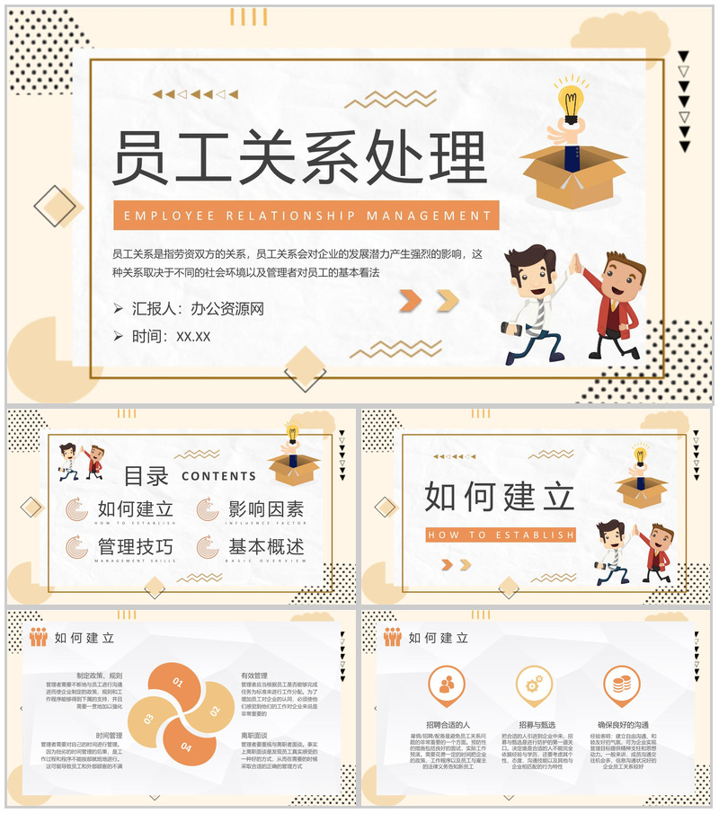 员工关系处理方案汇报公司劳动关系管理计划总结PPT模板-办公资源网