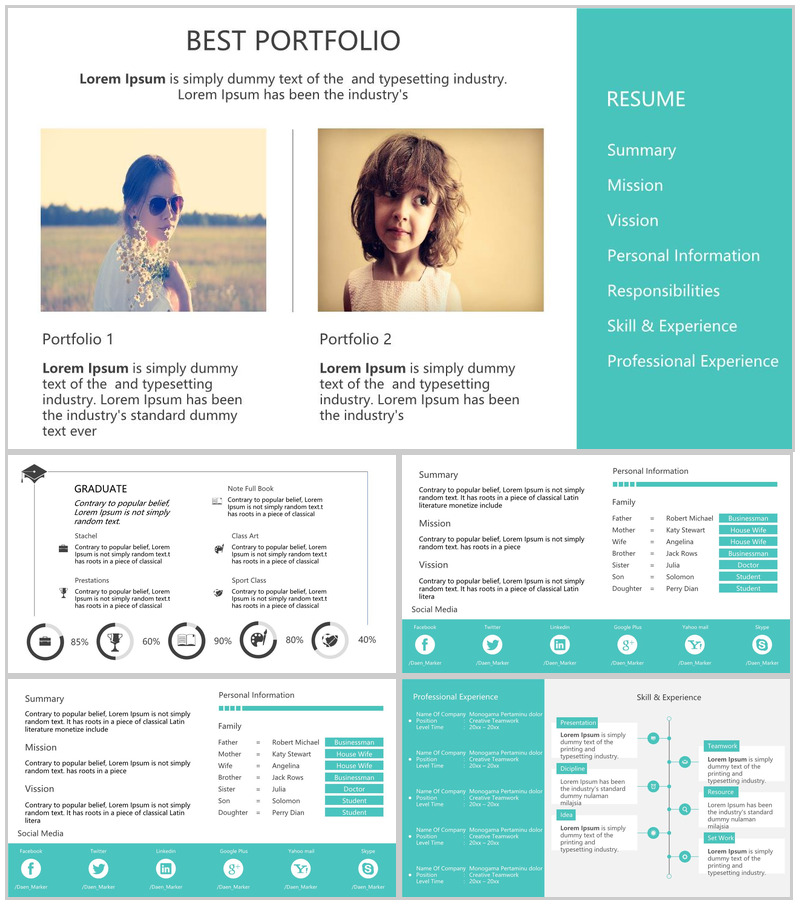 英文欧美自我介绍简历求职竞聘通用PPT模板-办公资源网