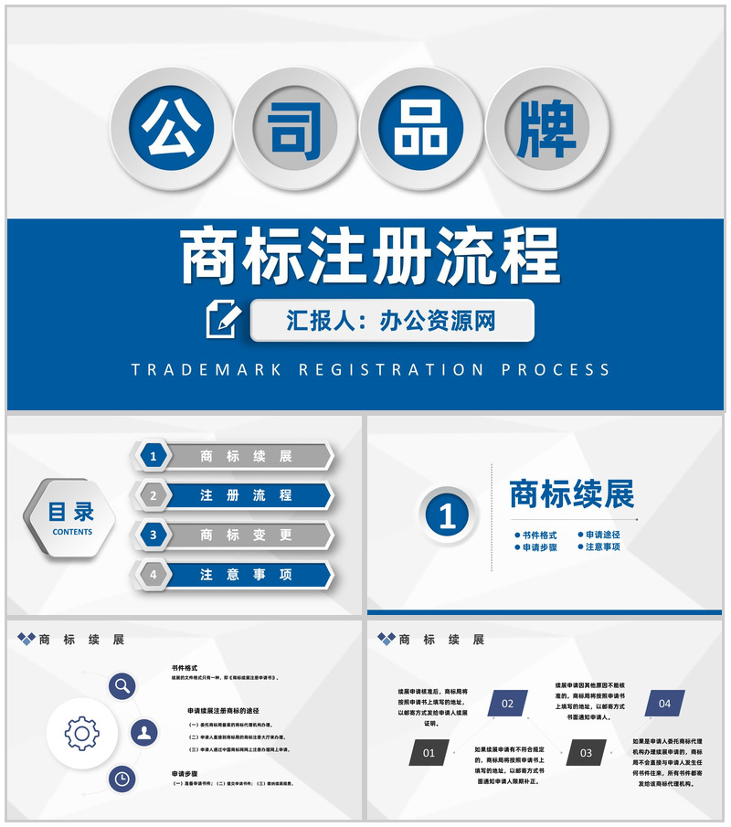 国际企业商标注册流程及专利注册相关事项PPT模板-办公资源网