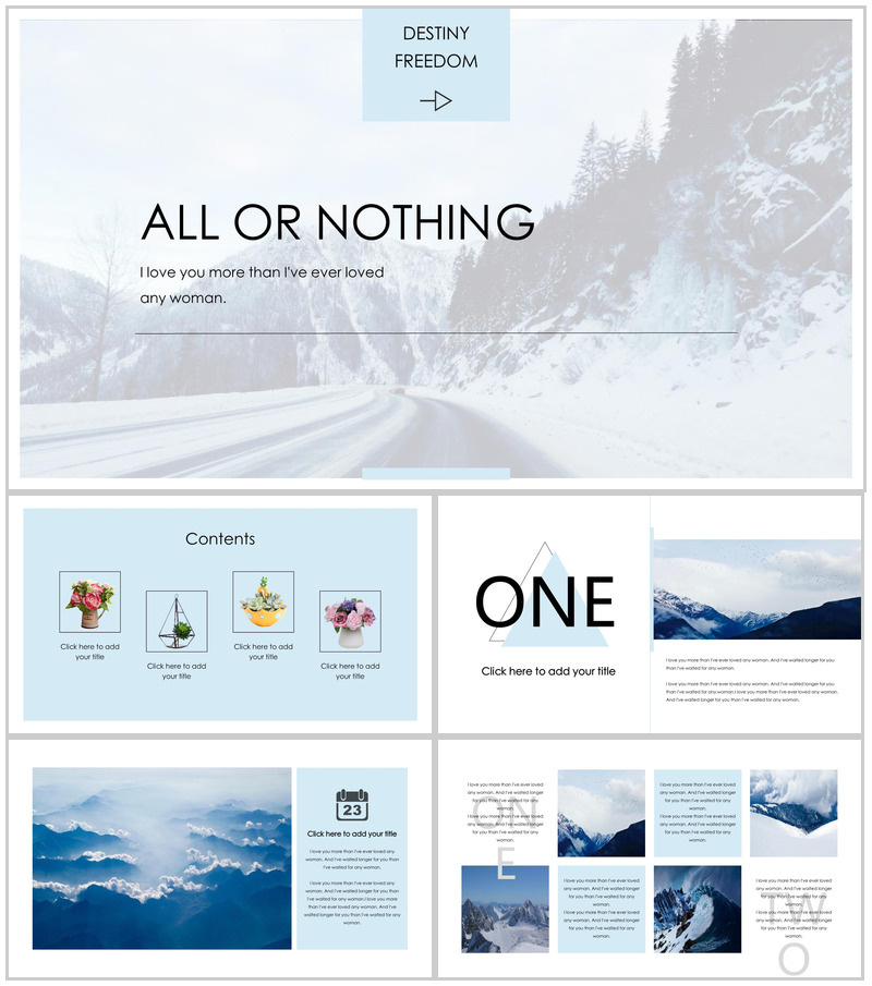 欧美大气雪景图杂志拍摄宣传PPT模板-办公资源网