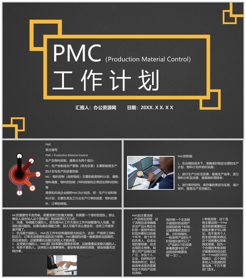企业PMC工作计划生产计划与生产进度的控制工艺流程总结PPT模板-办公资源网
