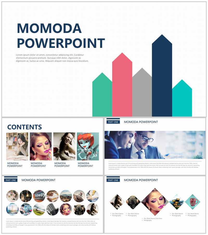 白色商务简洁风大气PPT模板-办公资源网