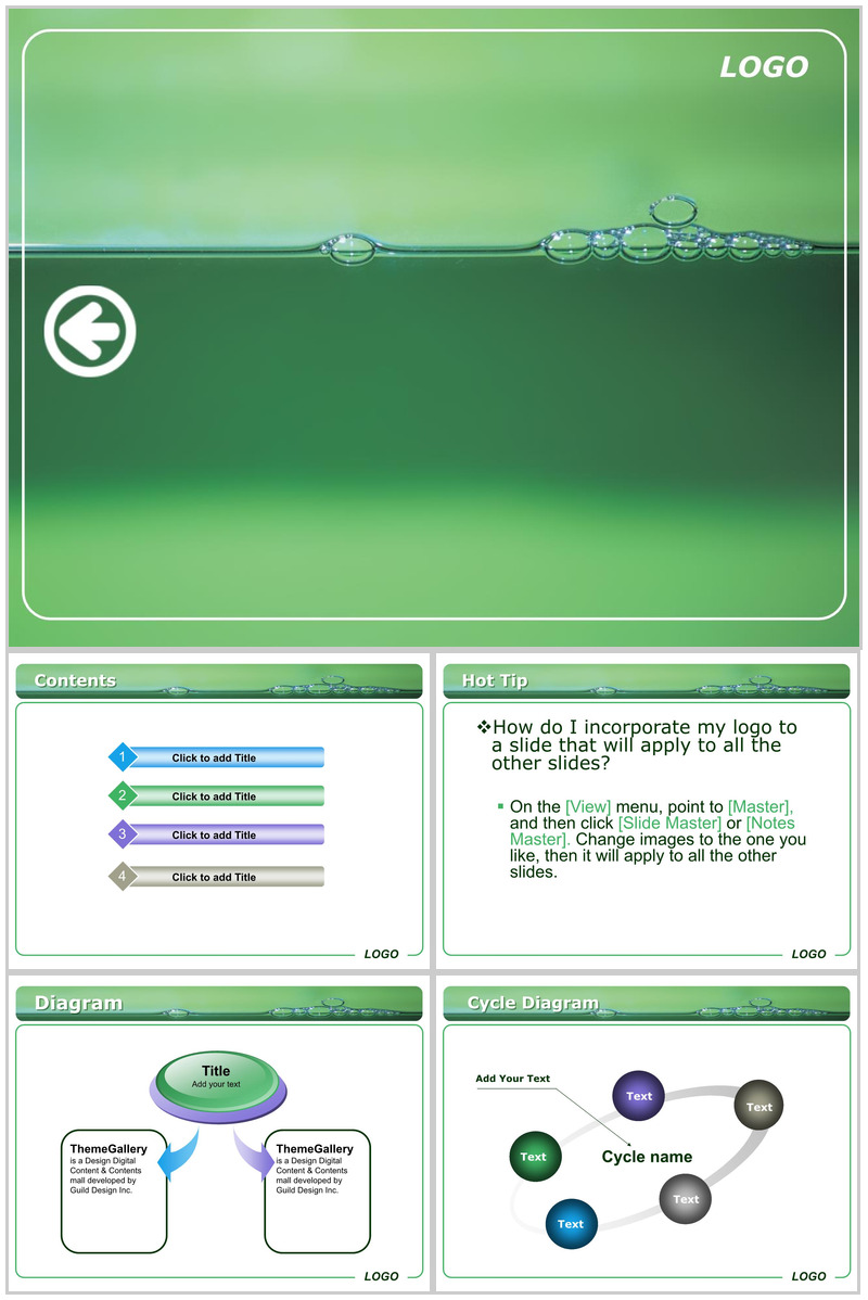 创意水滴景象商务通用PPT模板-办公资源网