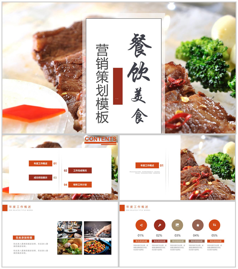 餐饮美食大气西餐美食营销推广策划PPT模板-办公资源网