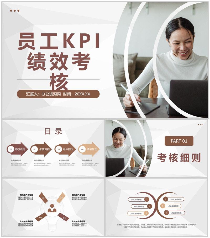 单位员工月度KPI绩效考核个人能力评价结果汇报PPT模板-办公资源网