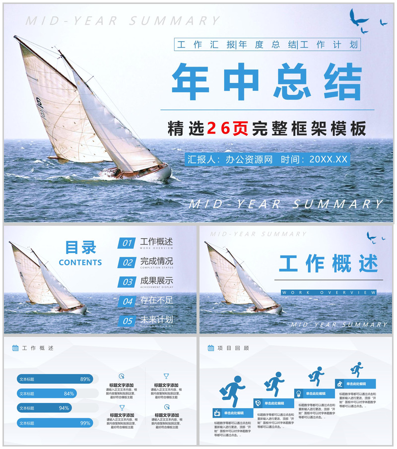 企业员工上半年销售业绩情况汇报公司年中业务工作总结计划报告PPT模板-办公资源网