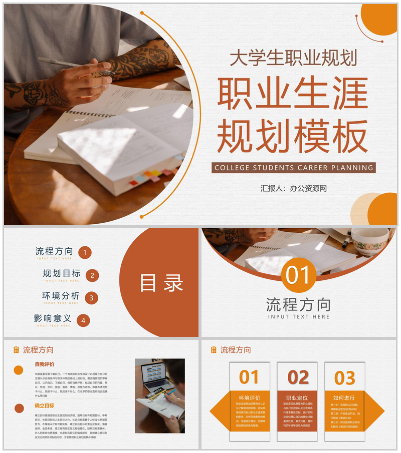 大气简约大学生职业生涯规划书设计与自我认知人生规划范文通用PPT模板-办公资源网
