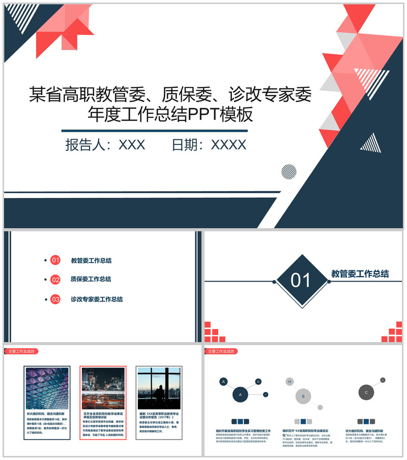 某省高职教管委、质保委、诊改专家委年度工作总结PPT模板-办公资源网