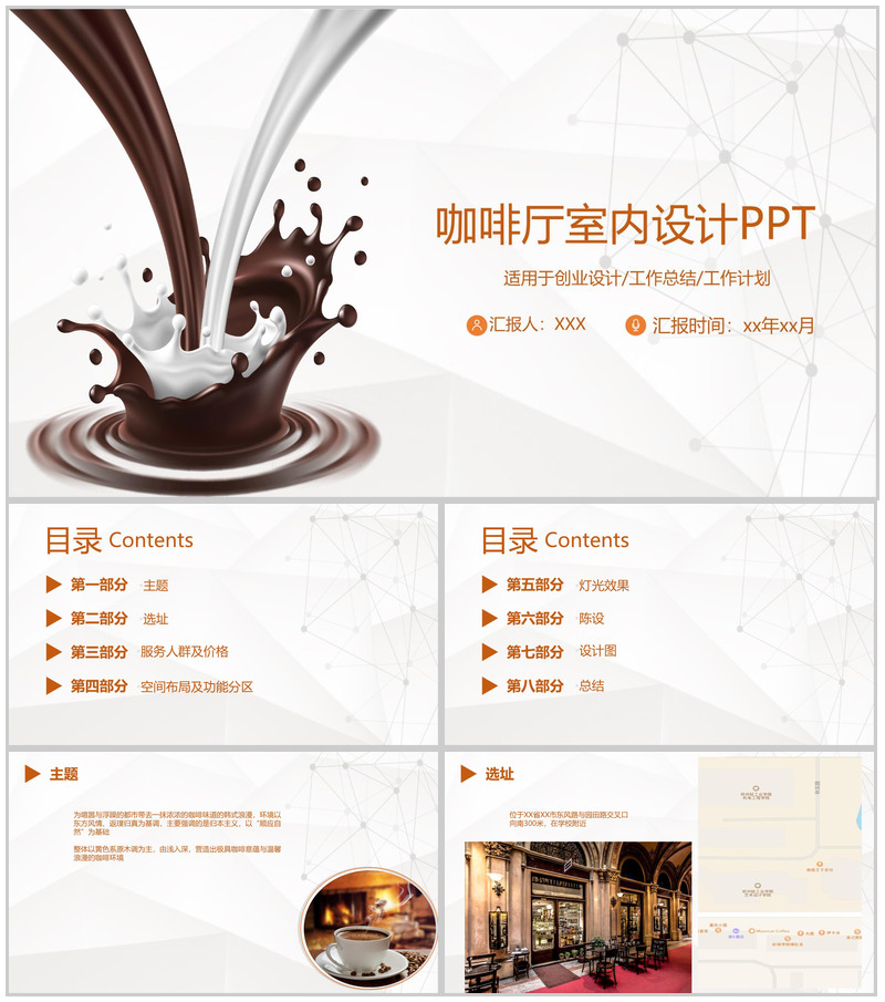 不同的品味相同的口味！XX咖啡厅创业室内设计PPT模板-办公资源网