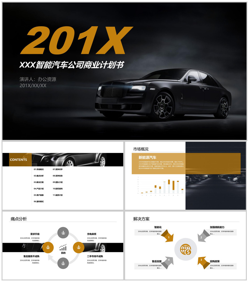 黑色大气商务风智能汽车公司商业计划书PPT模板-办公资源网