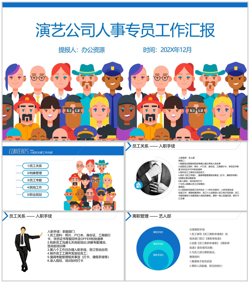 某演艺公司HR人事专员工作总结汇报PPT模板-办公资源网