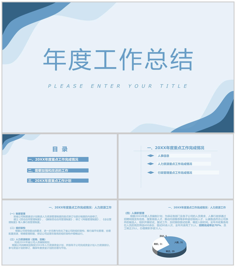 蓝色简约某燃气公司行政部年度工作总结PPT模板-办公资源网