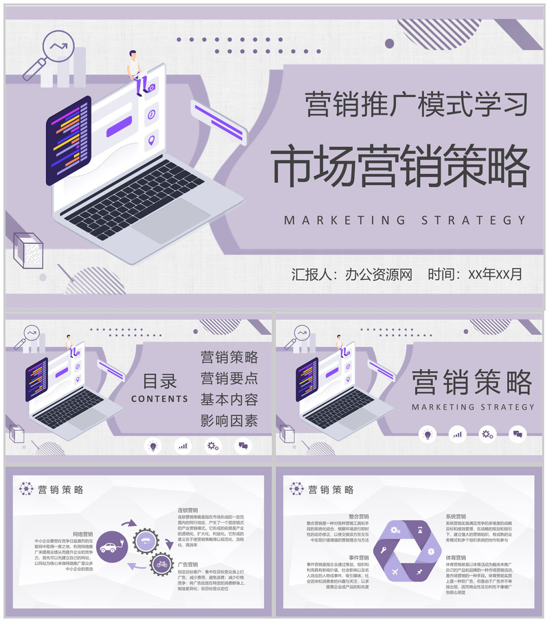 市场营销策略内容总结企业员工营销推广模式学习PPT模板-办公资源网