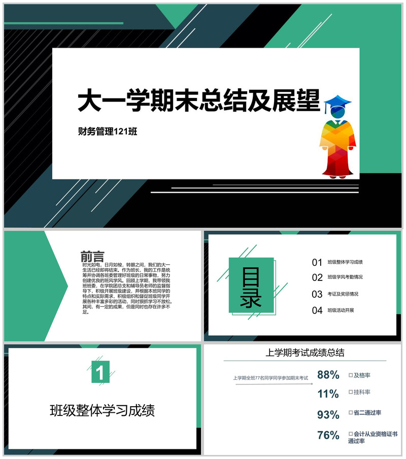 大学班长工作总结暨大学生大一学期末总结PPT模板-办公资源网