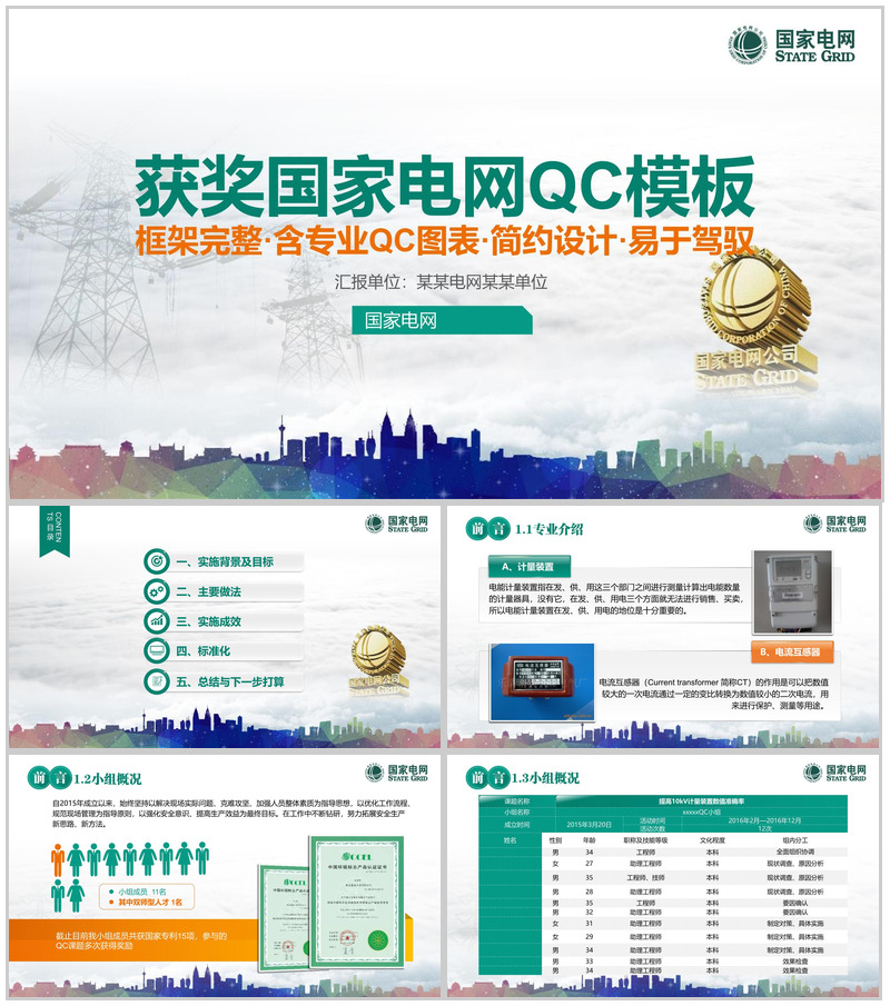 获奖国家电网QC工作汇报PPT模板-办公资源网