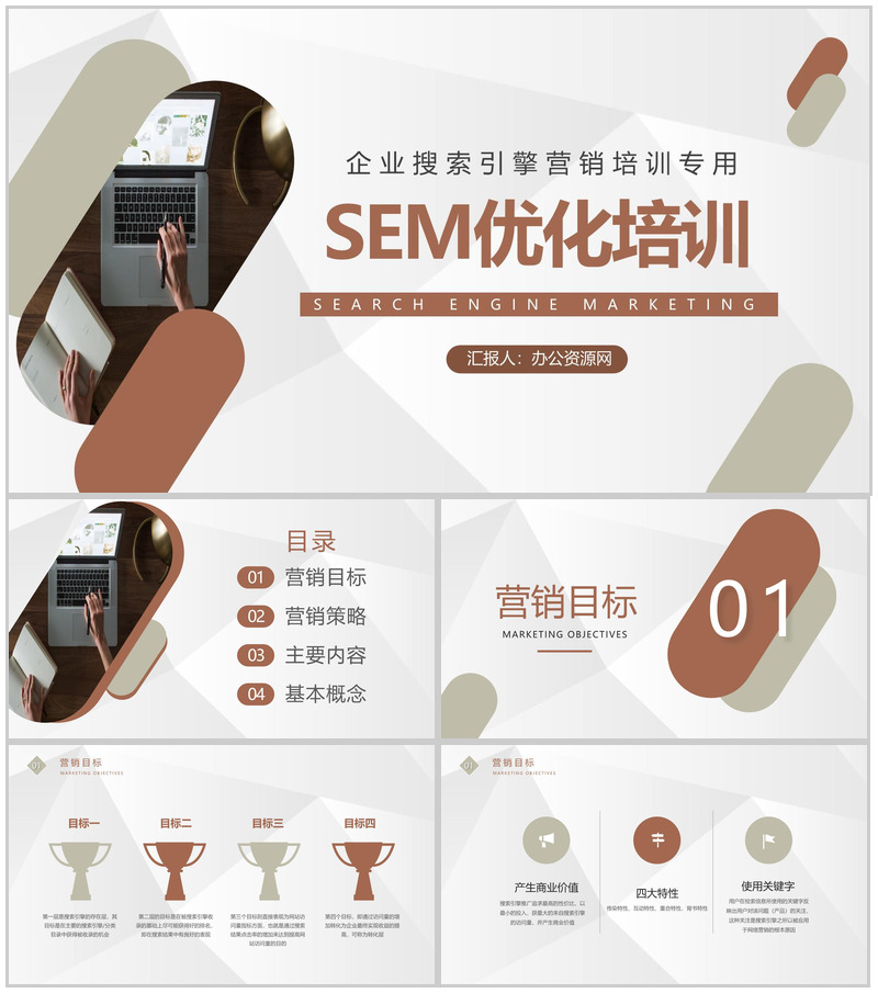 企业运营部门搜索引擎营销方案SEM优化策略培训PPT模板-办公资源网