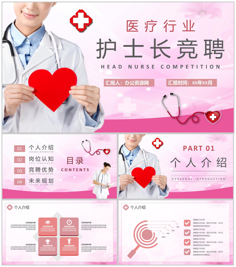 医院医护人员职位晋升演讲护士长竞聘理由说明PPT模板-办公资源网