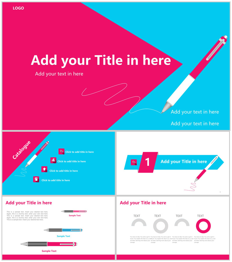 红蓝商务通用模板清新PPT模板-办公资源网