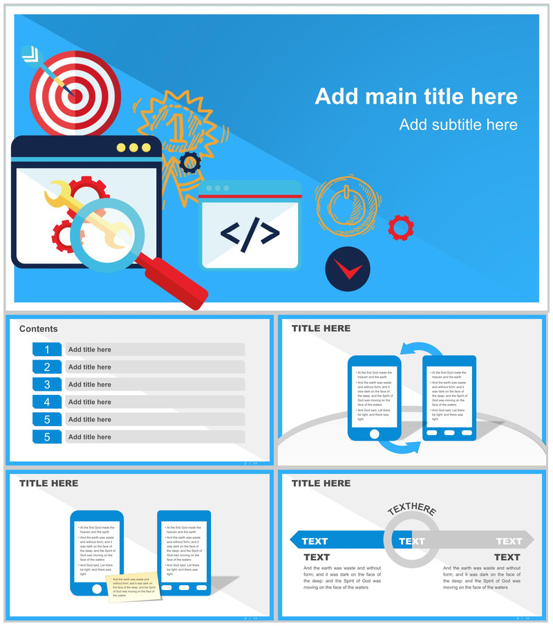 蓝色清新搜索调研方案市场分析推广PPT模板-办公资源网