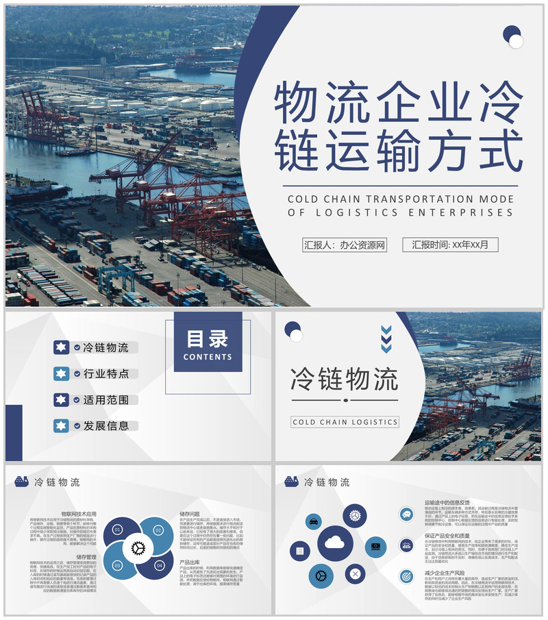 物流企业冷链运输方式学习物流配送工作计划总结PPT模板-办公资源网