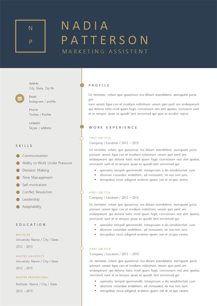 白色外企求职通用英文简历个人简历Word模板 (2)-办公资源网