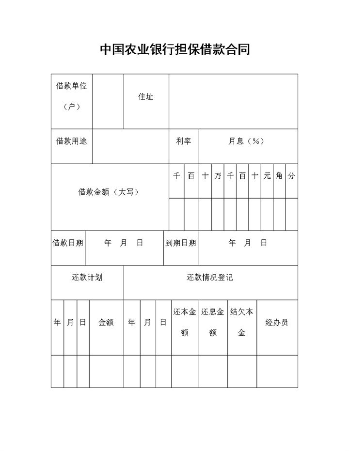 中国农业银行担保借款合同担保借款协议Word模板-办公资源网