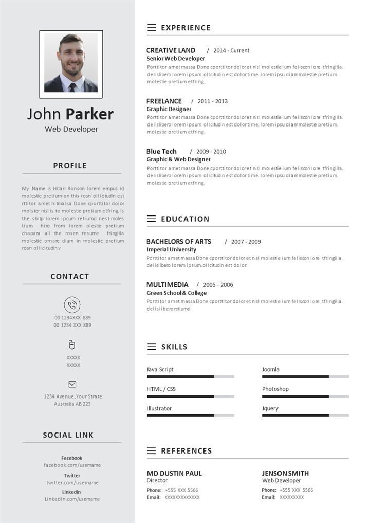 网站开发网络开发员个人英文版求职简历Word模板-办公资源网