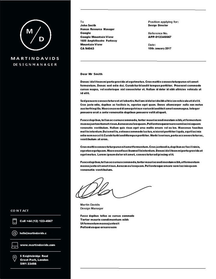 黑色英文简历设计师通用个人简历求职简历Word模板-办公资源网