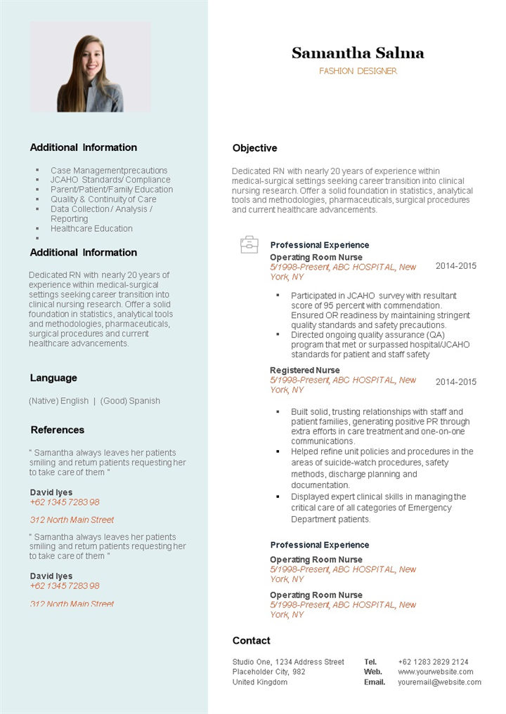 薄荷绿国际时装设计师通用个人简历求职简历自荐信Word模板-办公资源网