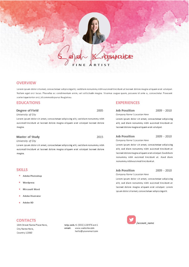 平面设计师通用的英文简历个人简历求职简历Word模板-办公资源网