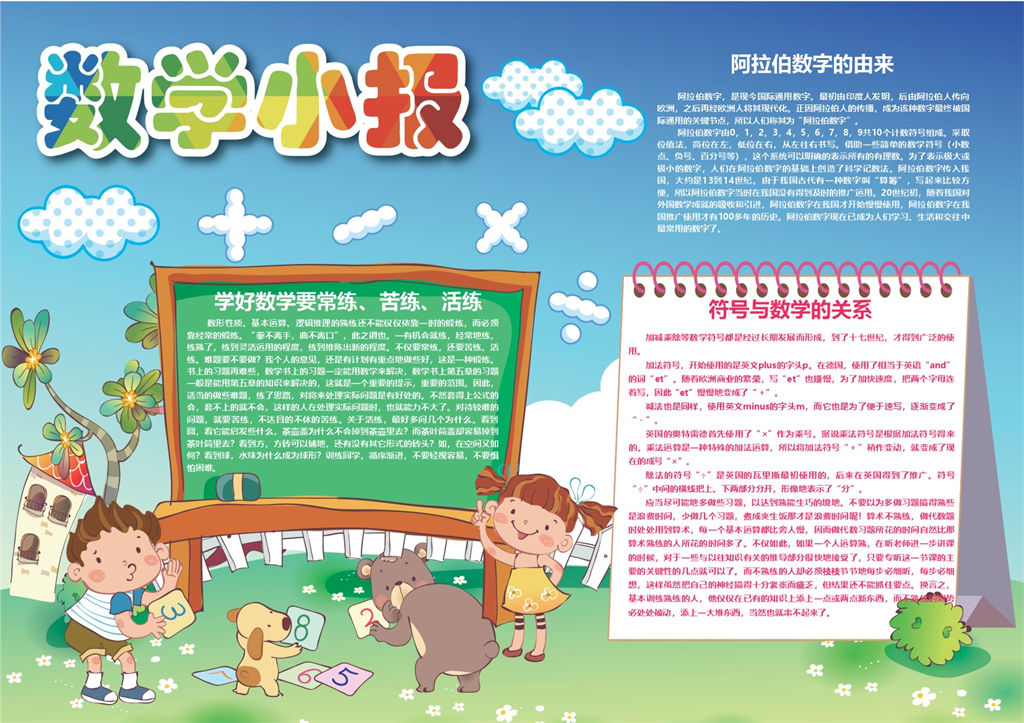 阿拉伯数字的由来数学手抄报Word模板-办公资源网