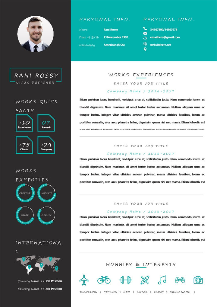 UI设计师UX设计师通用的求职简历自荐信个人简历Word模板-办公资源网