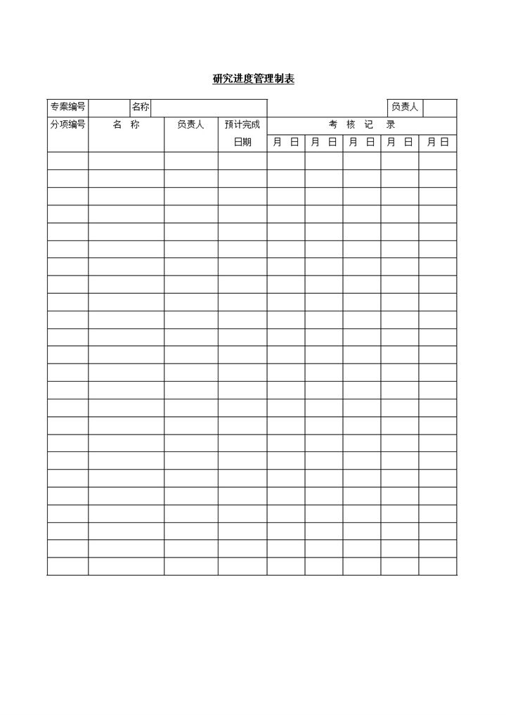 研究进度管理制表word模板 (2)-办公资源网