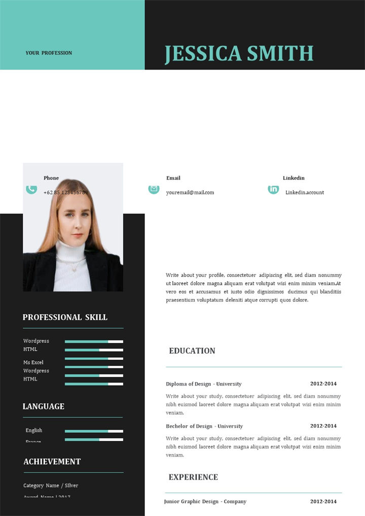 广告设计师美术设计师通用个人简历求职简历Word模板-办公资源网