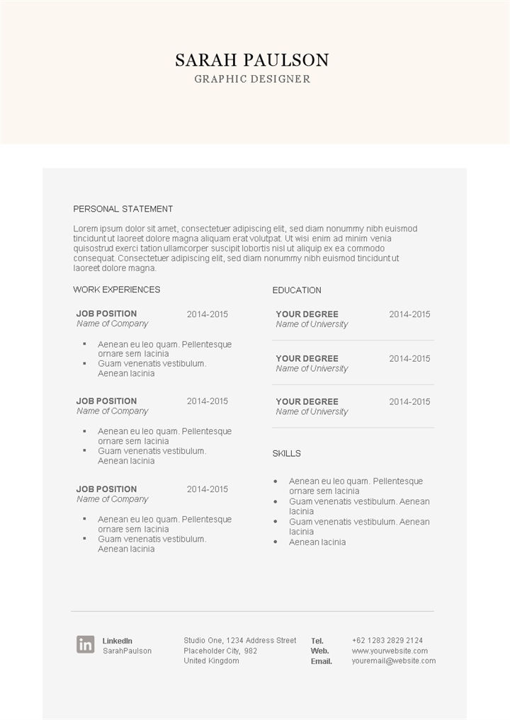 极简风海外公司平面设计师通用个人简历自荐信Word模板-办公资源网