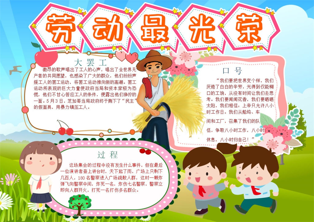 劳动最光荣教育宣传手抄报Word模板-办公资源网