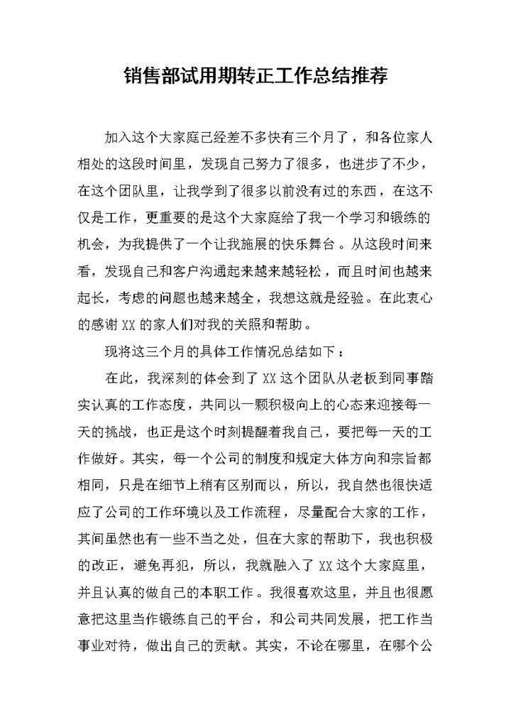 简约全面销售部试用期转正年终工作总结Word模板-办公资源网