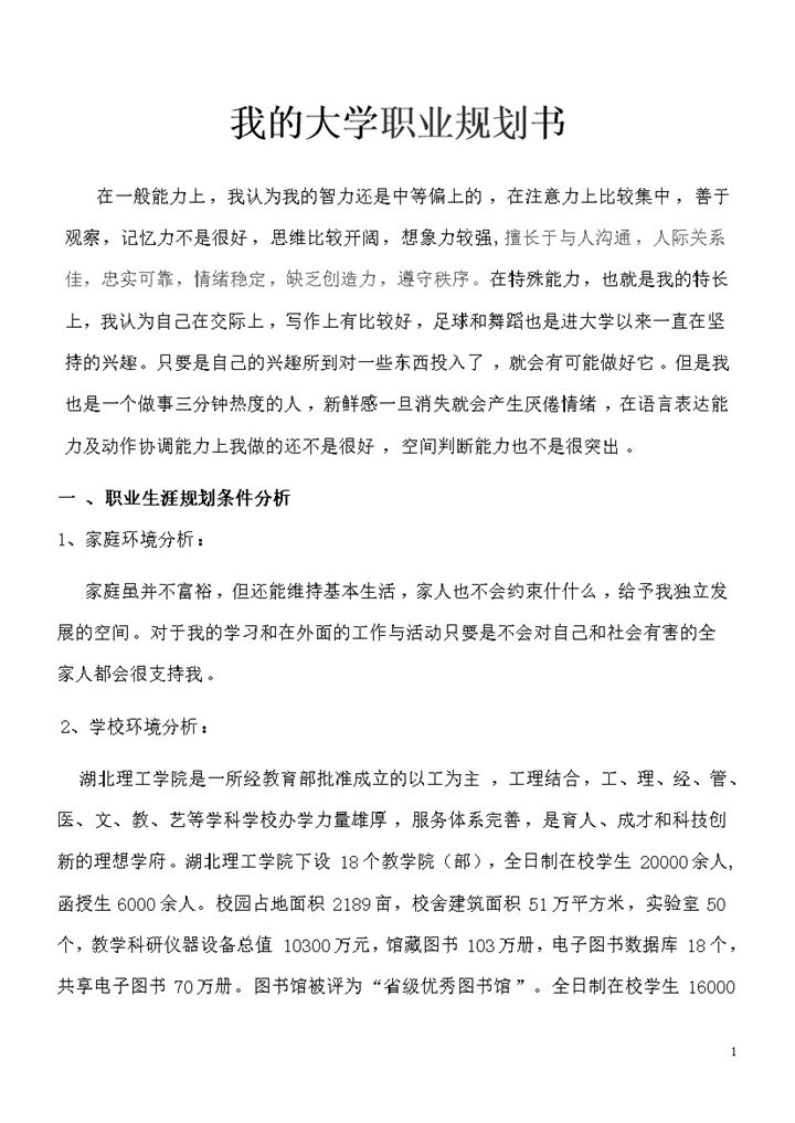 英语专业本科大学生职业规划书范文Word模板-办公资源网