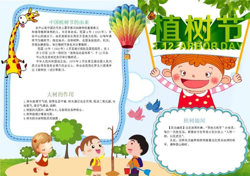 小学生植树节保护环境宣传手抄报Word模板-办公资源网