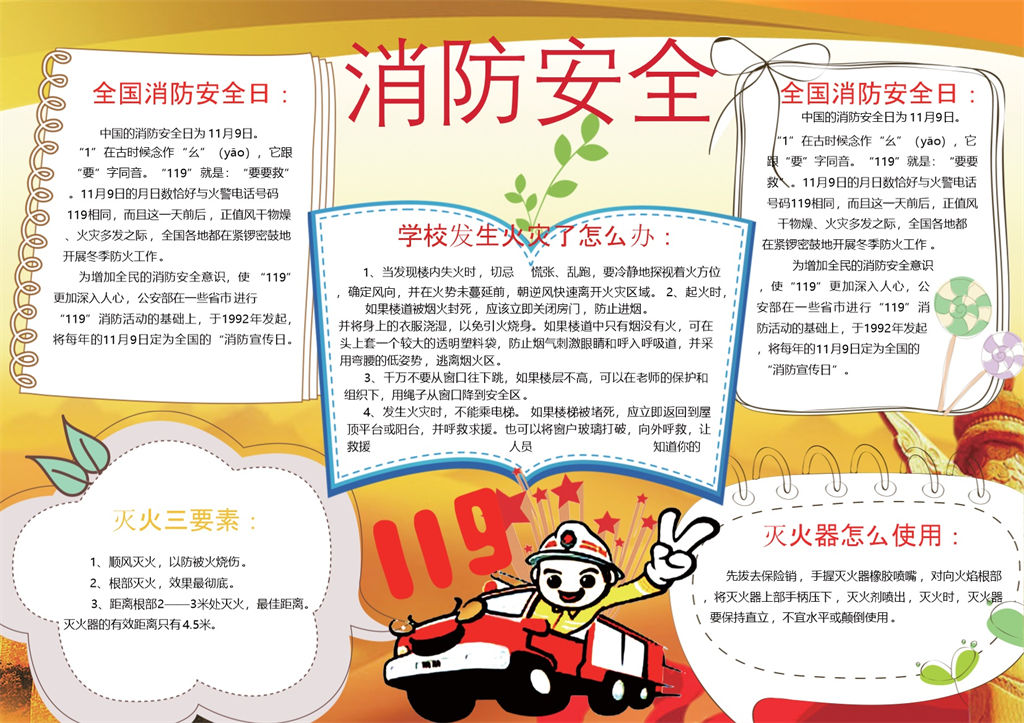 简洁消防安全知识手抄报Word模板-办公资源网